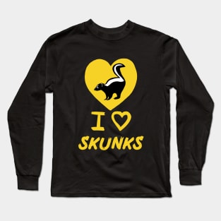 I Love Skunks for Skunk Lovers, Yellow Long Sleeve T-Shirt